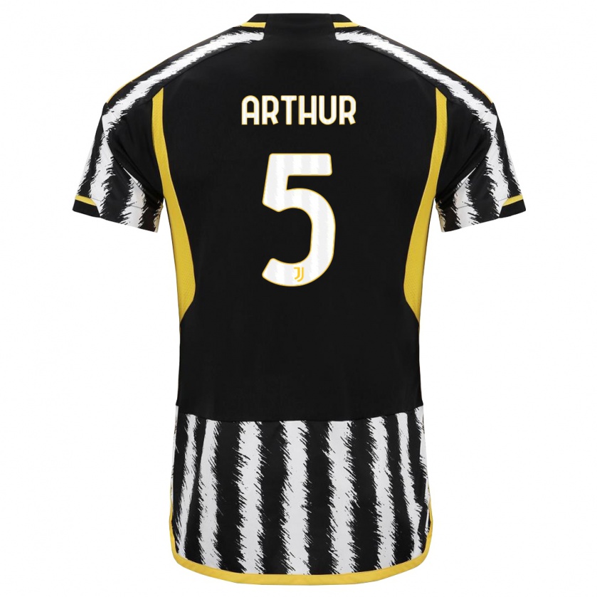 Kandiny Niño Camiseta Arthur #5 Blanco Negro 1ª Equipación 2023/24 La Camisa Chile