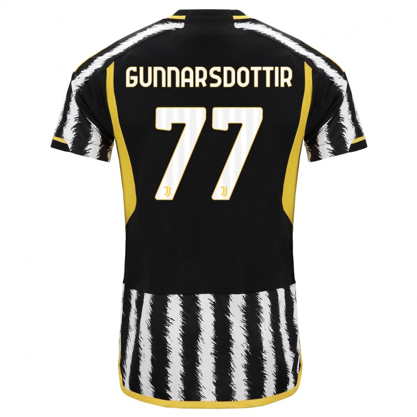 Kandiny Niño Camiseta Sara Bjork Gunnarsdottir #77 Blanco Negro 1ª Equipación 2023/24 La Camisa Chile