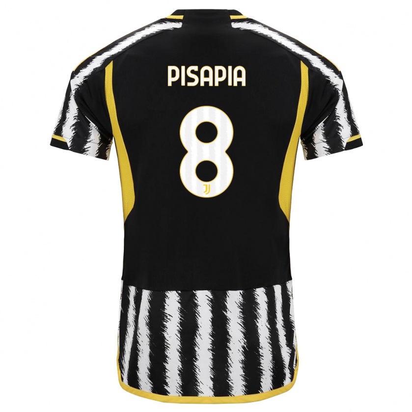 Kandiny Niño Camiseta Luciano Pisapia #8 Blanco Negro 1ª Equipación 2023/24 La Camisa Chile