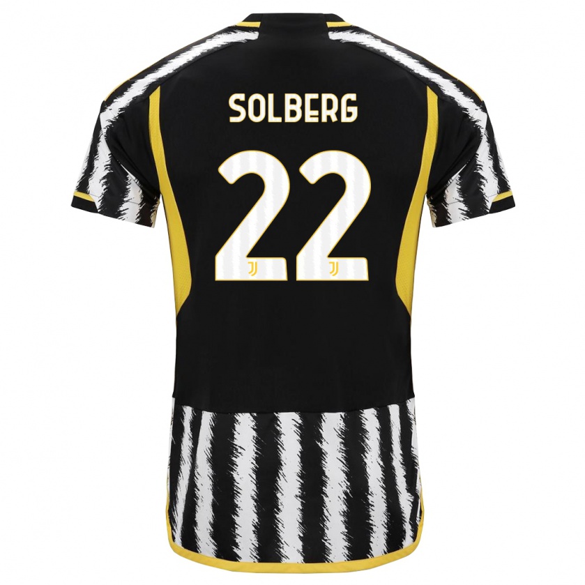 Kandiny Niño Camiseta Elias Solberg #22 Blanco Negro 1ª Equipación 2023/24 La Camisa Chile