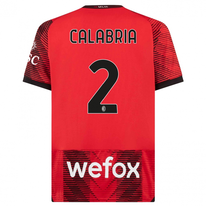 Kandiny Niño Camiseta Davide Calabria #2 Negro Rojo 1ª Equipación 2023/24 La Camisa Chile