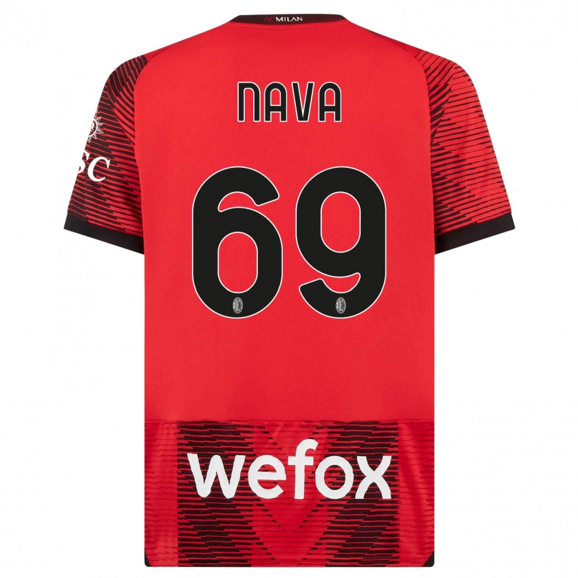 Kandiny Niño Camiseta Lapo Nava #69 Negro Rojo 1ª Equipación 2023/24 La Camisa Chile