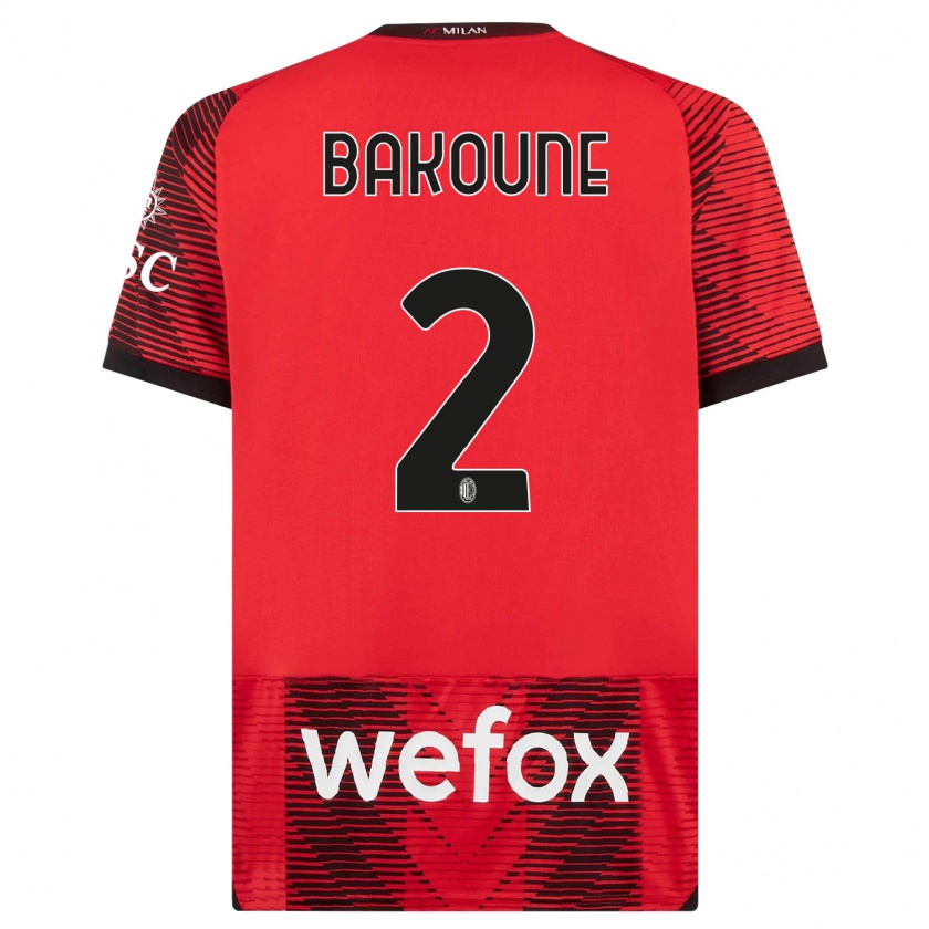 Kandiny Niño Camiseta Adam Bakoune #2 Negro Rojo 1ª Equipación 2023/24 La Camisa Chile