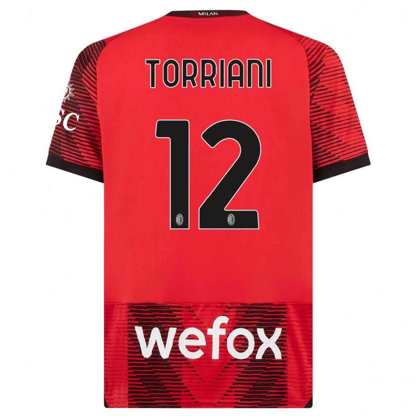 Kandiny Niño Camiseta Lorenzo Torriani #12 Negro Rojo 1ª Equipación 2023/24 La Camisa Chile