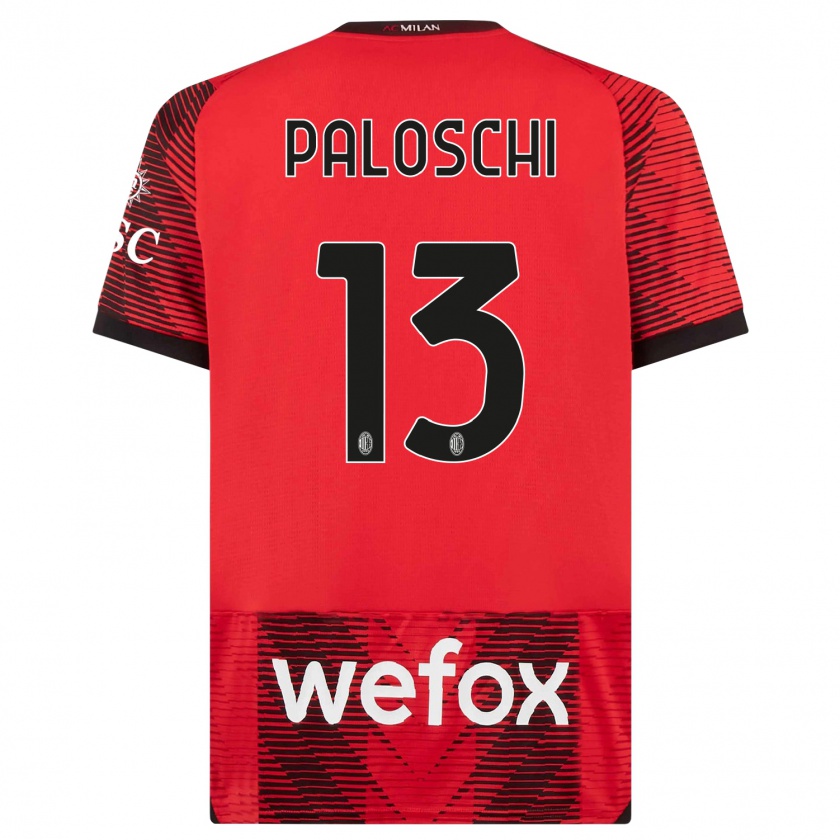 Kandiny Niño Camiseta Dorian Paloschi #13 Negro Rojo 1ª Equipación 2023/24 La Camisa Chile