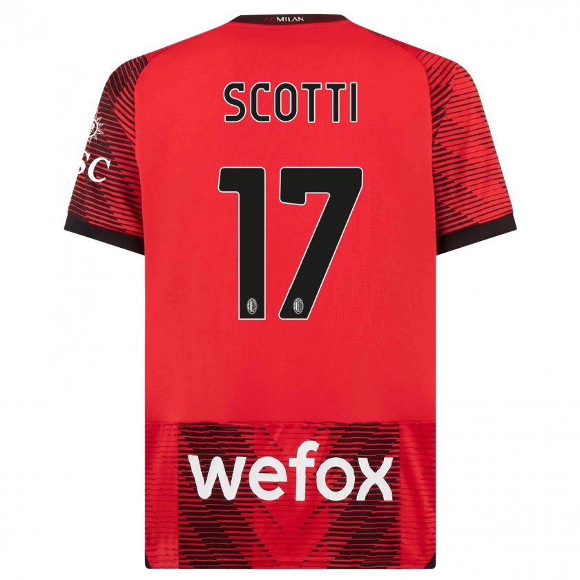 Kandiny Niño Camiseta Filippo Scotti #17 Negro Rojo 1ª Equipación 2023/24 La Camisa Chile