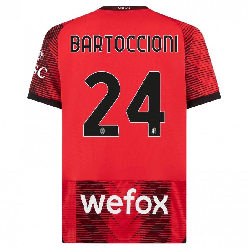Kandiny Niño Camiseta Andrea Bartoccioni #24 Negro Rojo 1ª Equipación 2023/24 La Camisa Chile