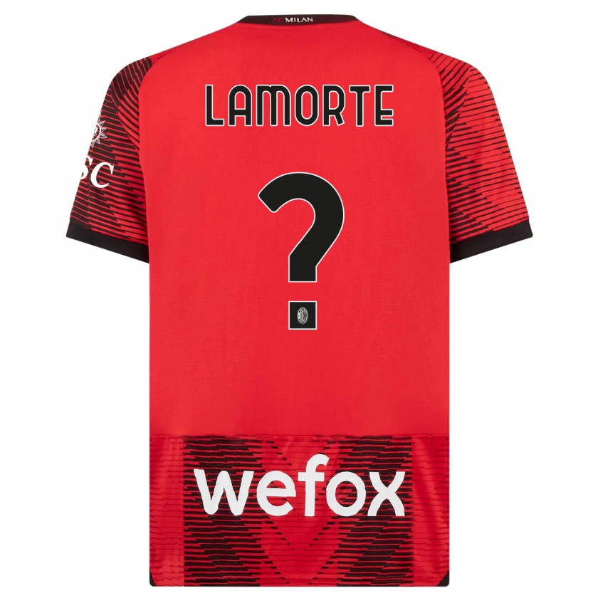Kandiny Niño Camiseta Alessandro Lamorte #0 Negro Rojo 1ª Equipación 2023/24 La Camisa Chile