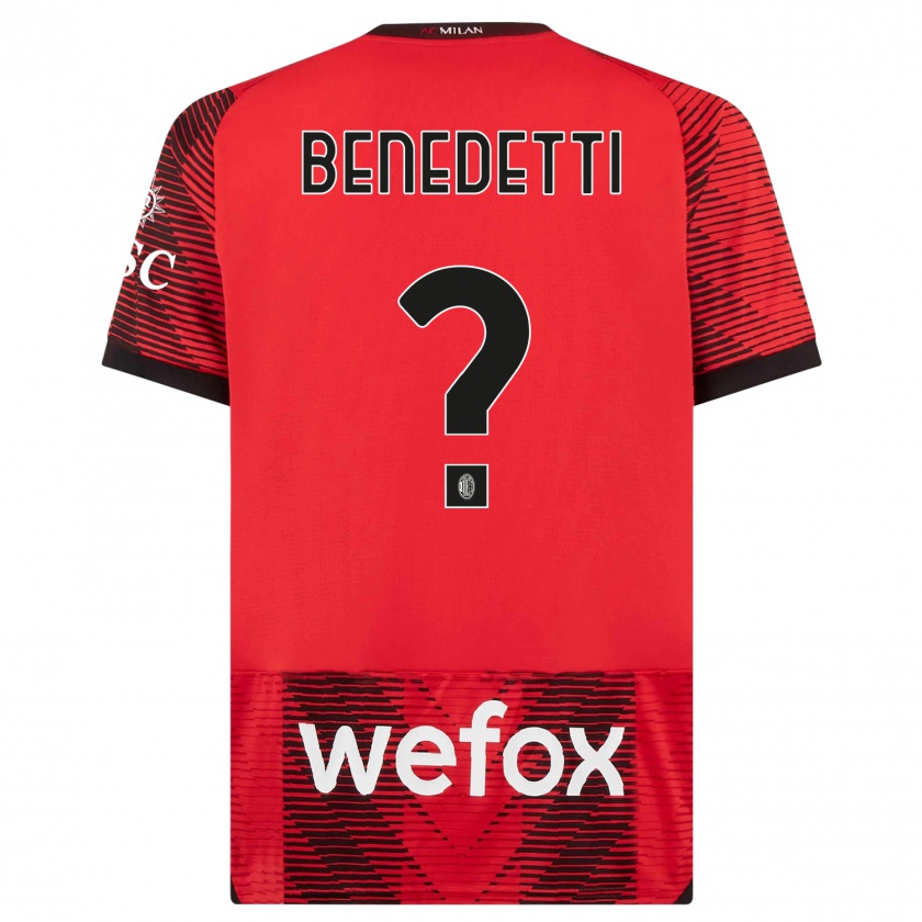 Kandiny Niño Camiseta Gioele Benedetti #0 Negro Rojo 1ª Equipación 2023/24 La Camisa Chile