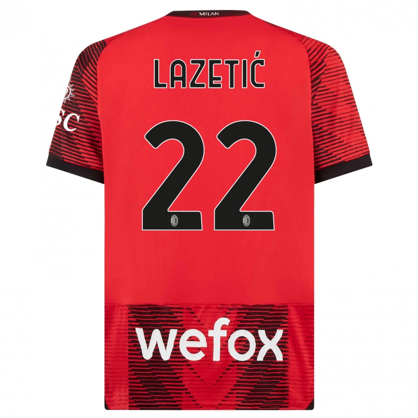 Kandiny Niño Camiseta Marko Lazetic #22 Negro Rojo 1ª Equipación 2023/24 La Camisa Chile