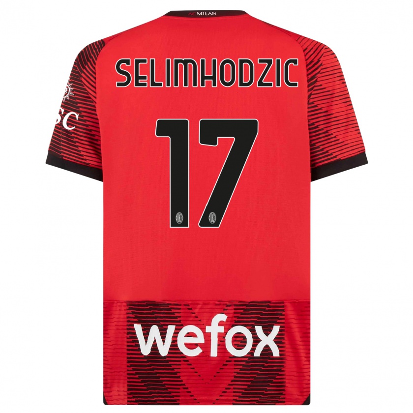 Kandiny Niño Camiseta Noa Selimhodzic #17 Negro Rojo 1ª Equipación 2023/24 La Camisa Chile