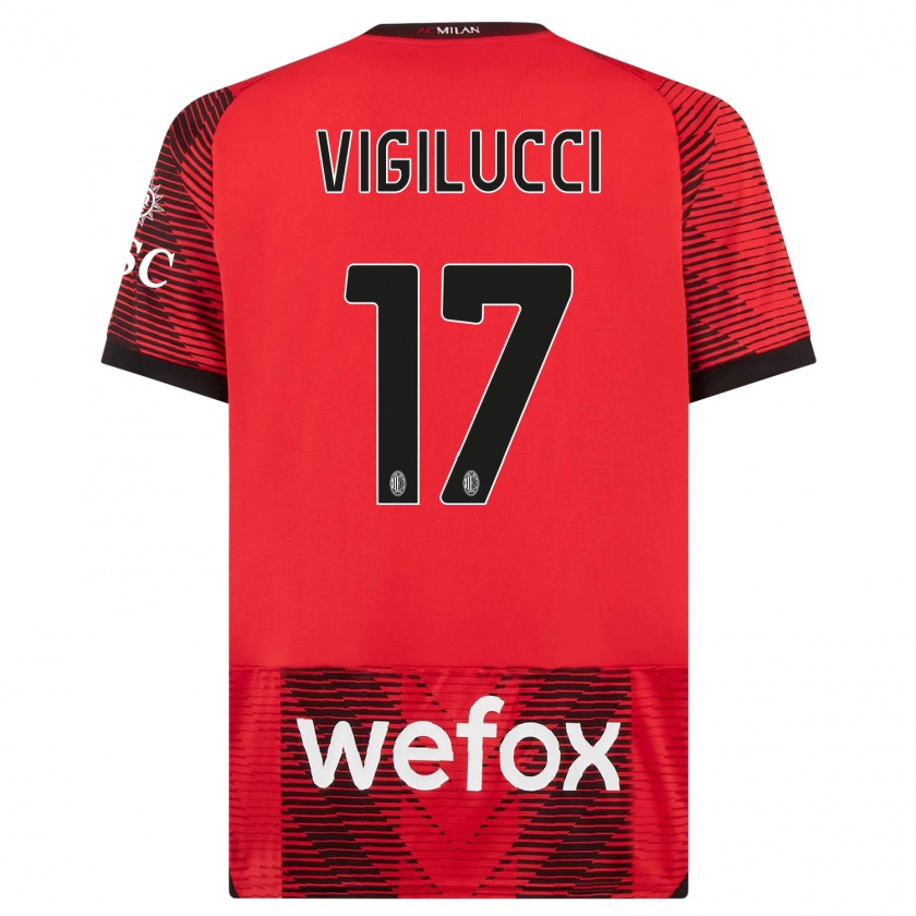 Kandiny Niño Camiseta Valery Vigilucci #17 Negro Rojo 1ª Equipación 2023/24 La Camisa Chile