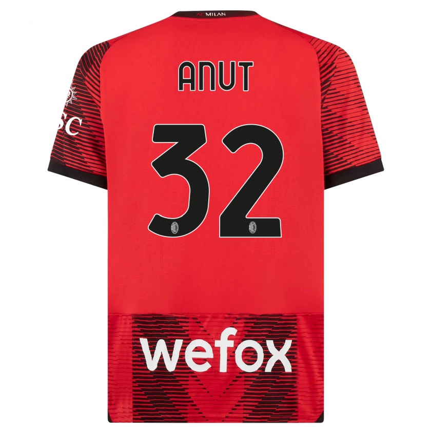 Kandiny Niño Camiseta Niccolo Anut #32 Negro Rojo 1ª Equipación 2023/24 La Camisa Chile