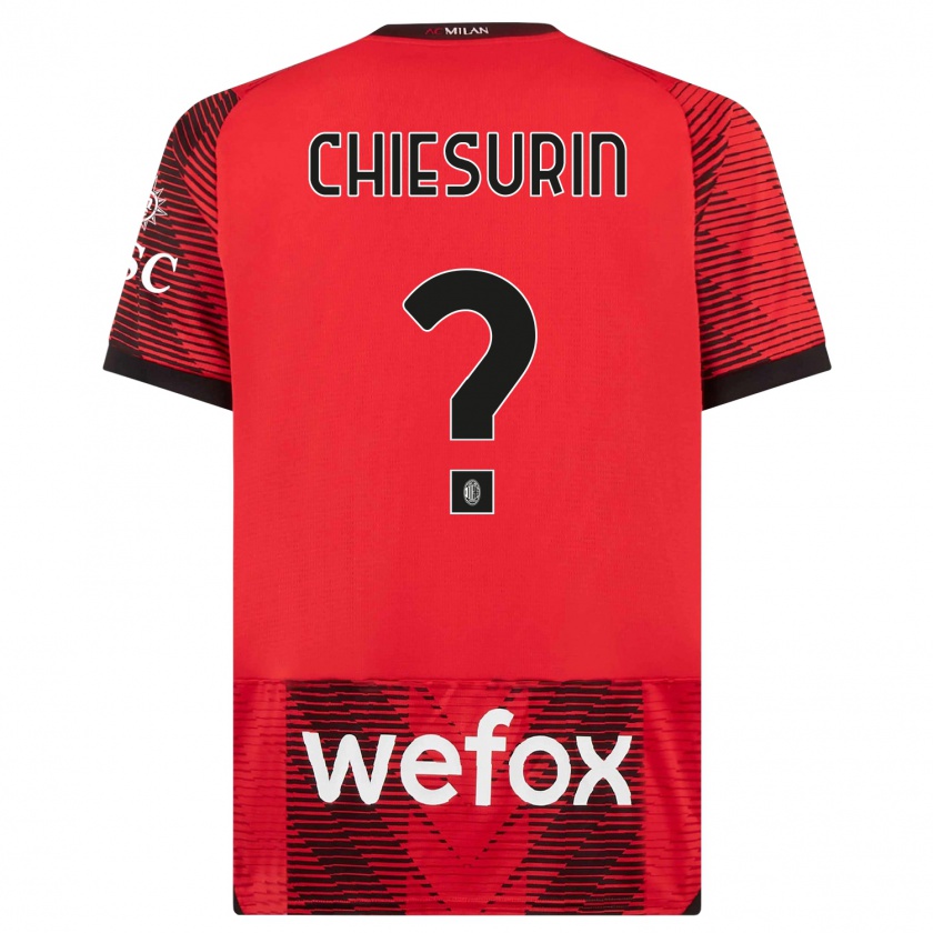 Kandiny Niño Camiseta Alberto Chiesurin #0 Negro Rojo 1ª Equipación 2023/24 La Camisa Chile