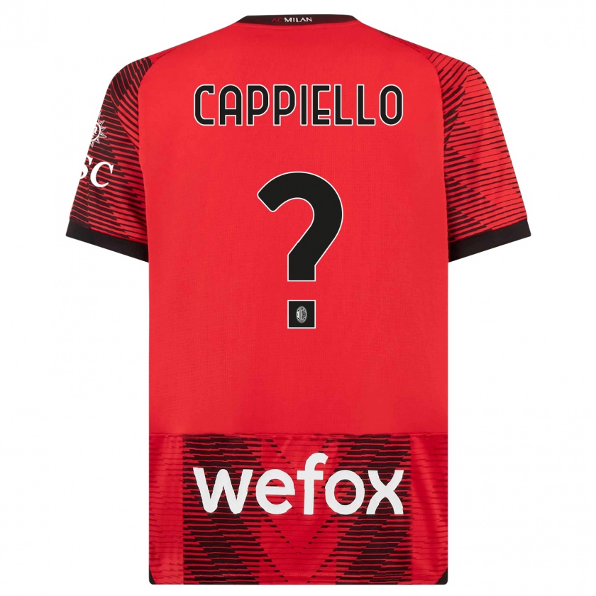 Kandiny Niño Camiseta Flavio Cappiello #0 Negro Rojo 1ª Equipación 2023/24 La Camisa Chile