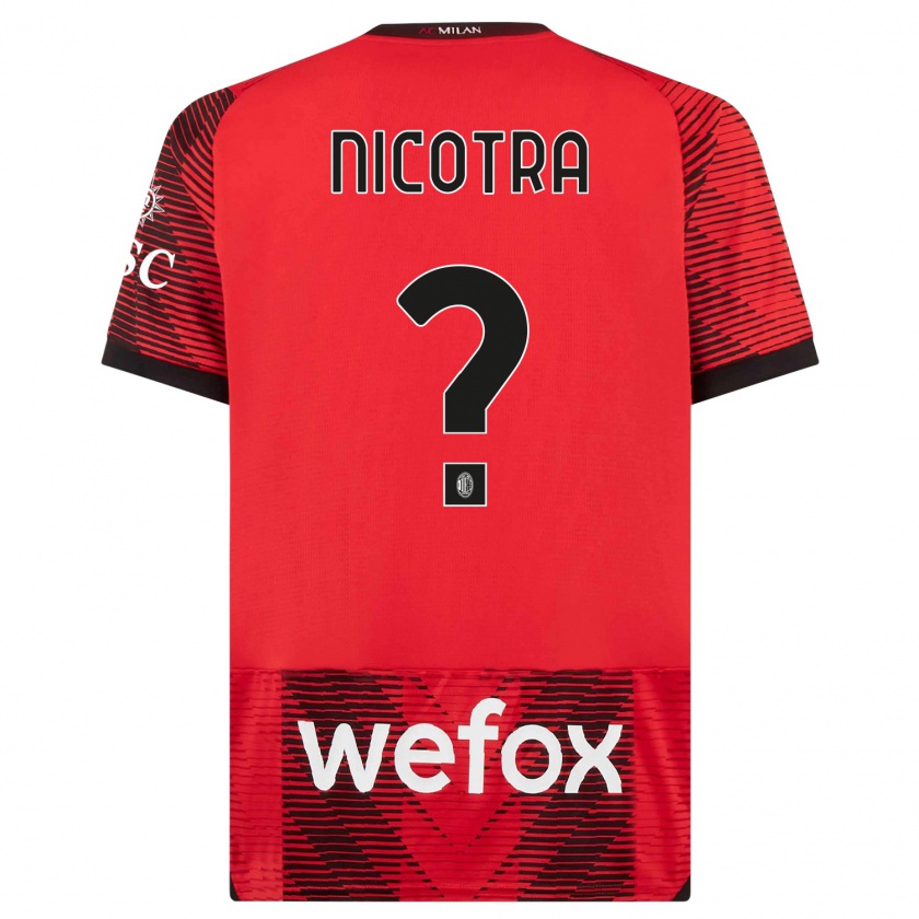 Kandiny Niño Camiseta Riccardo Nicotra #0 Negro Rojo 1ª Equipación 2023/24 La Camisa Chile