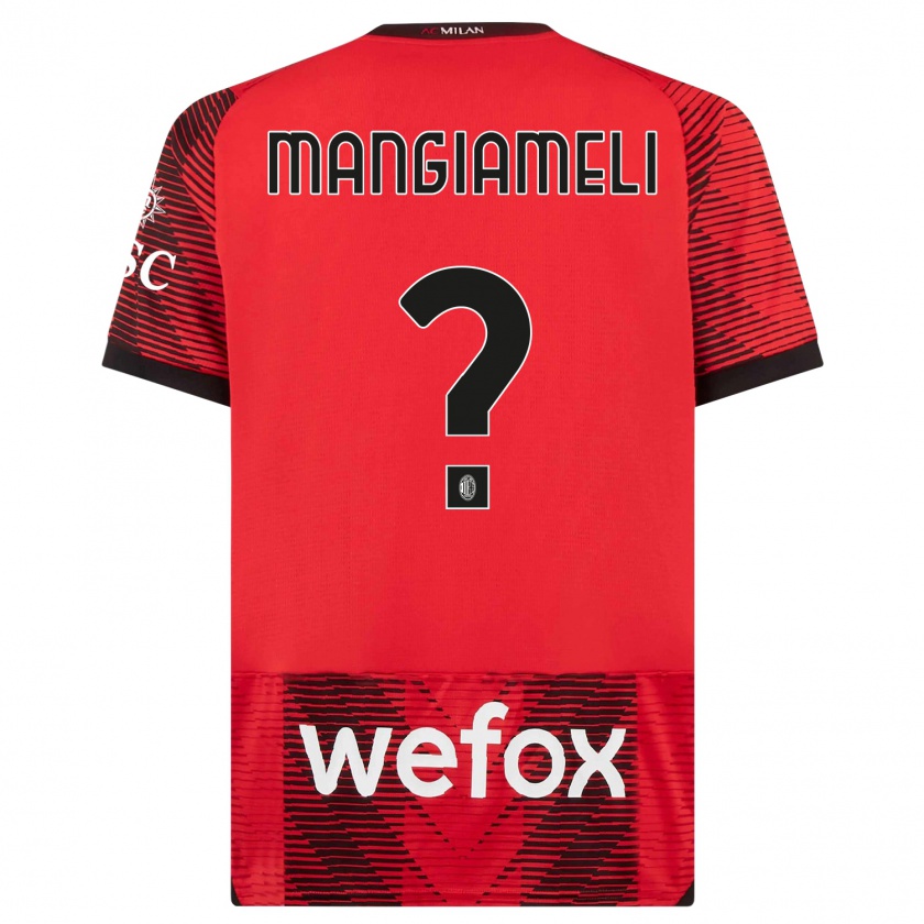 Kandiny Niño Camiseta Federico Mangiameli #0 Negro Rojo 1ª Equipación 2023/24 La Camisa Chile