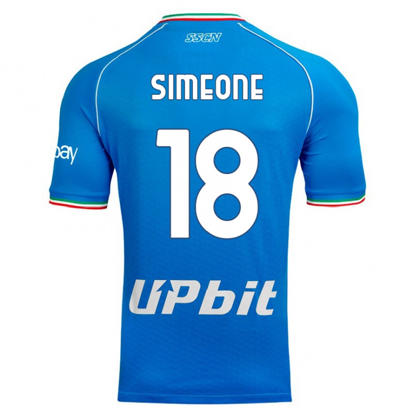 Kandiny Niño Camiseta Giovanni Simeone #18 Cielo Azul 1ª Equipación 2023/24 La Camisa Chile