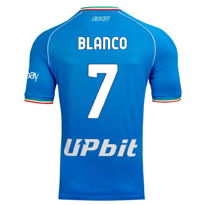 Kandiny Niño Camiseta Gimena Blanco #7 Cielo Azul 1ª Equipación 2023/24 La Camisa Chile