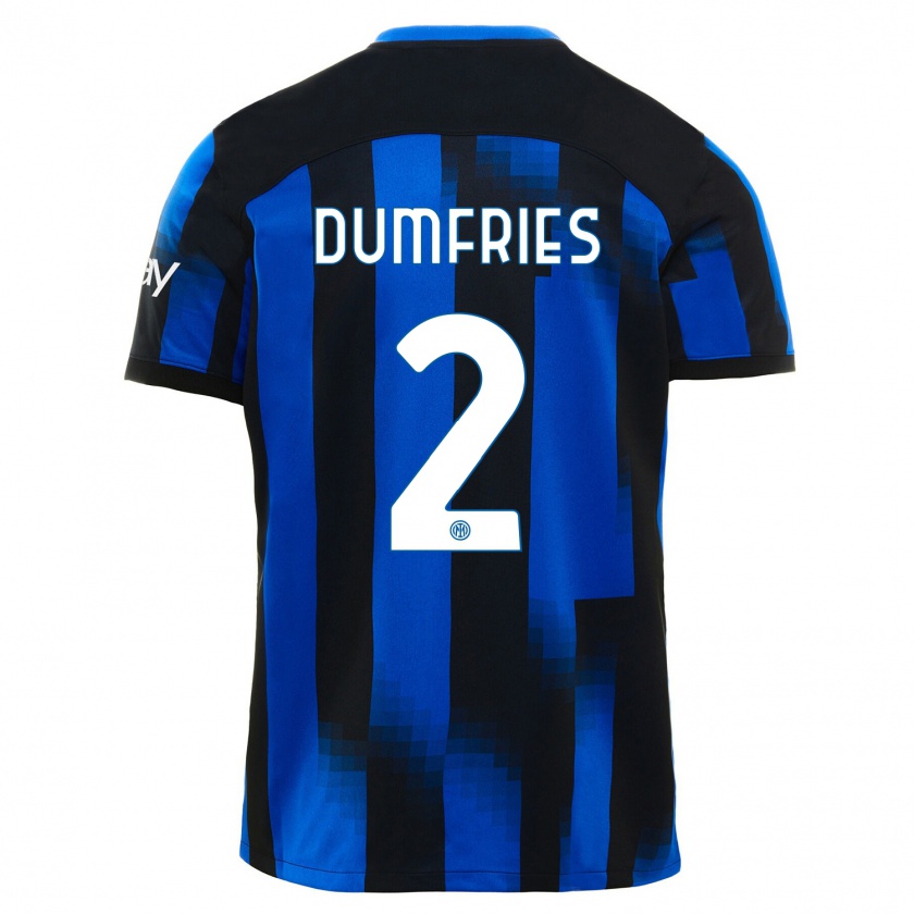 Kandiny Niño Camiseta Denzel Dumfries #2 Azul Negro 1ª Equipación 2023/24 La Camisa Chile