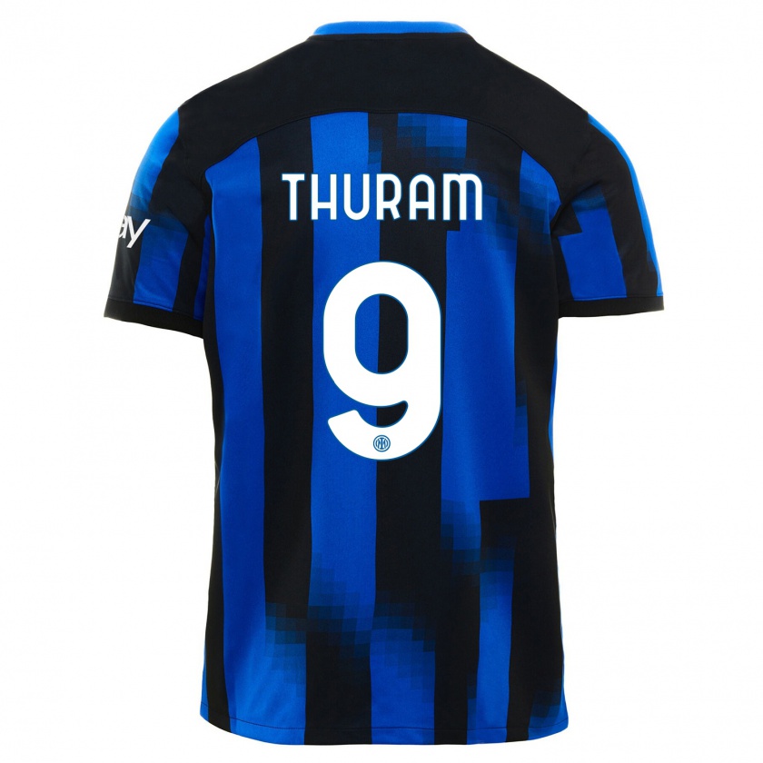 Kandiny Niño Camiseta Marcus Thuram #9 Azul Negro 1ª Equipación 2023/24 La Camisa Chile