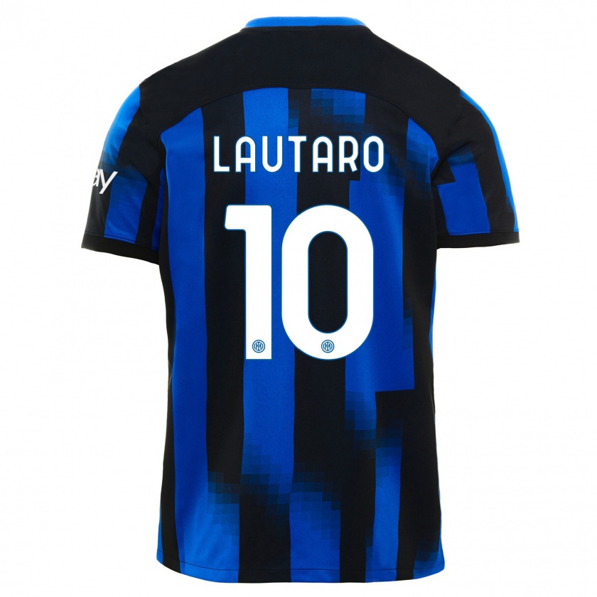 Kandiny Niño Camiseta Lautaro Martínez #10 Azul Negro 1ª Equipación 2023/24 La Camisa Chile