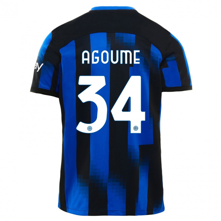 Kandiny Niño Camiseta Lucien Agoumé #34 Azul Negro 1ª Equipación 2023/24 La Camisa Chile