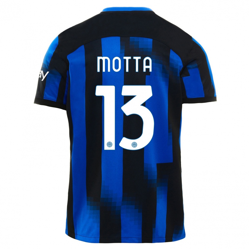 Kandiny Niño Camiseta Matteo Motta #13 Azul Negro 1ª Equipación 2023/24 La Camisa Chile
