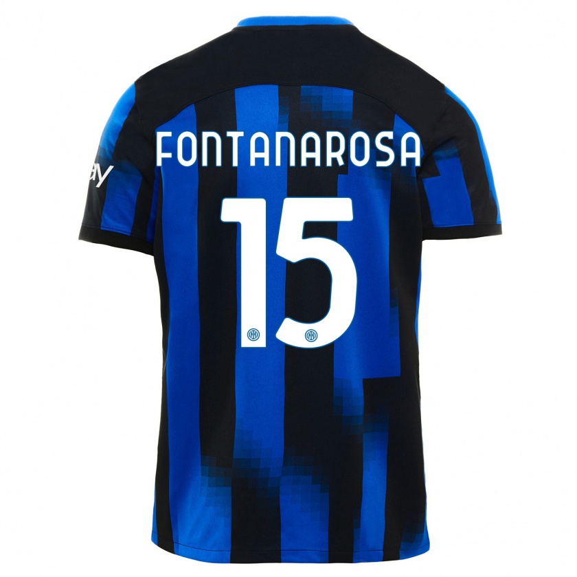 Kandiny Niño Camiseta Alessandro Fontanarosa #15 Azul Negro 1ª Equipación 2023/24 La Camisa Chile