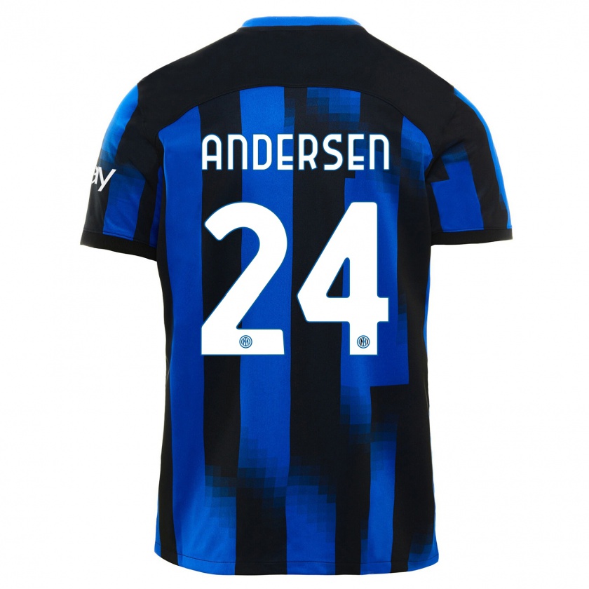 Kandiny Niño Camiseta Silas Andersen #24 Azul Negro 1ª Equipación 2023/24 La Camisa Chile