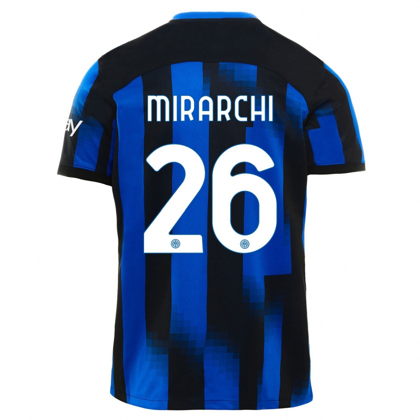 Kandiny Niño Camiseta Mattia Mirarchi #26 Azul Negro 1ª Equipación 2023/24 La Camisa Chile