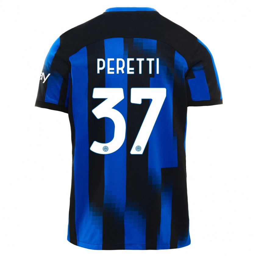 Kandiny Niño Camiseta Lorenzo Peretti #37 Azul Negro 1ª Equipación 2023/24 La Camisa Chile