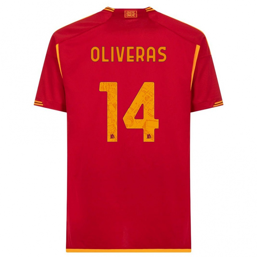 Kandiny Niño Camiseta Jan Oliveras #14 Rojo 1ª Equipación 2023/24 La Camisa Chile