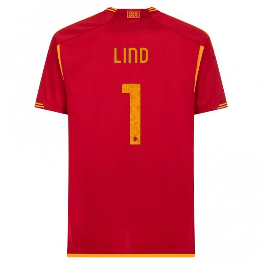 Kandiny Niño Camiseta Emma Lind #1 Rojo 1ª Equipación 2023/24 La Camisa Chile