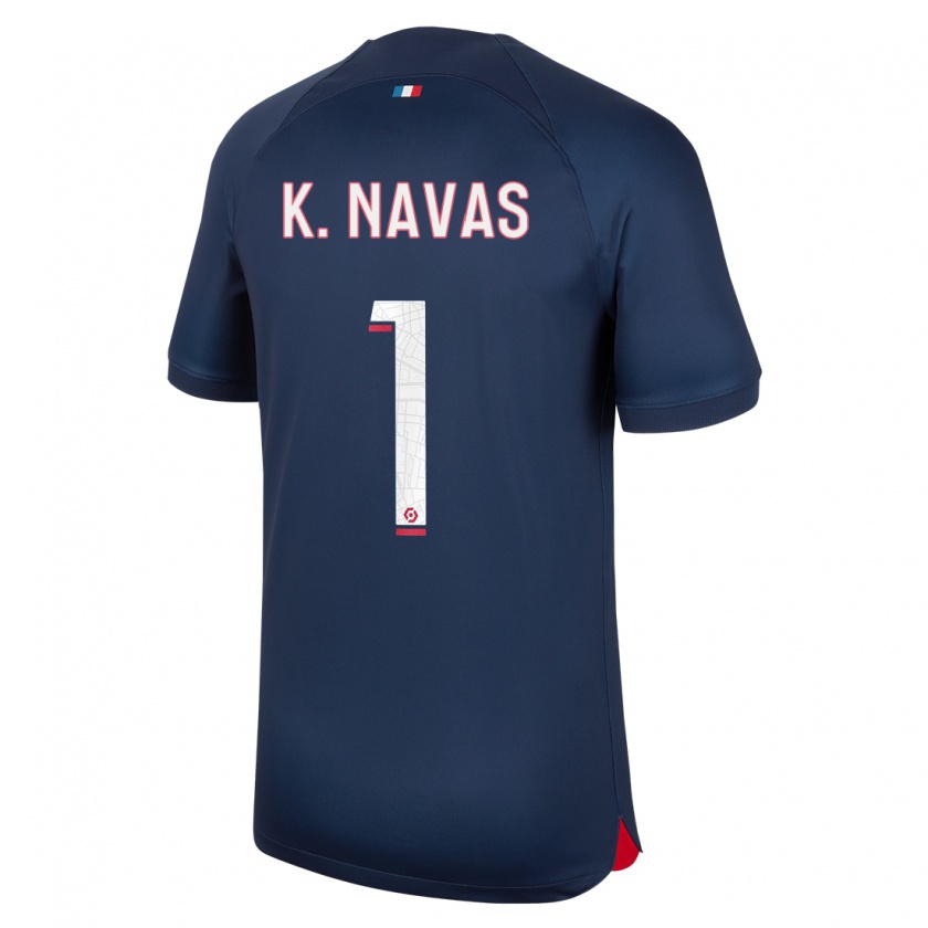 Kandiny Niño Camiseta Keylor Navas #1 Azul Rojo 1ª Equipación 2023/24 La Camisa Chile