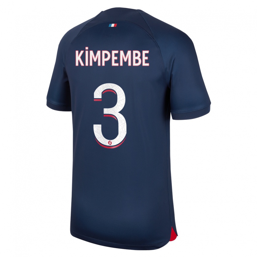 Kandiny Niño Camiseta Presnel Kimpembe #3 Azul Rojo 1ª Equipación 2023/24 La Camisa Chile