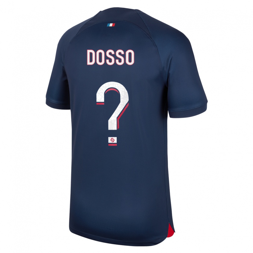 Kandiny Niño Camiseta Aboubaka Dosso #0 Azul Rojo 1ª Equipación 2023/24 La Camisa Chile