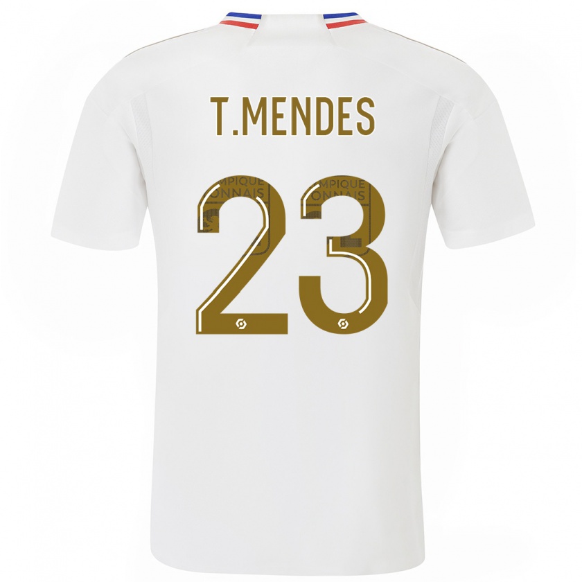 Kandiny Niño Camiseta Thiago Mendes #23 Blanco 1ª Equipación 2023/24 La Camisa Chile