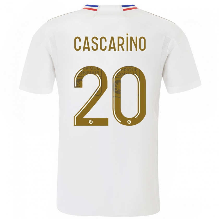 Kandiny Niño Camiseta Delphine Cascarino #20 Blanco 1ª Equipación 2023/24 La Camisa Chile