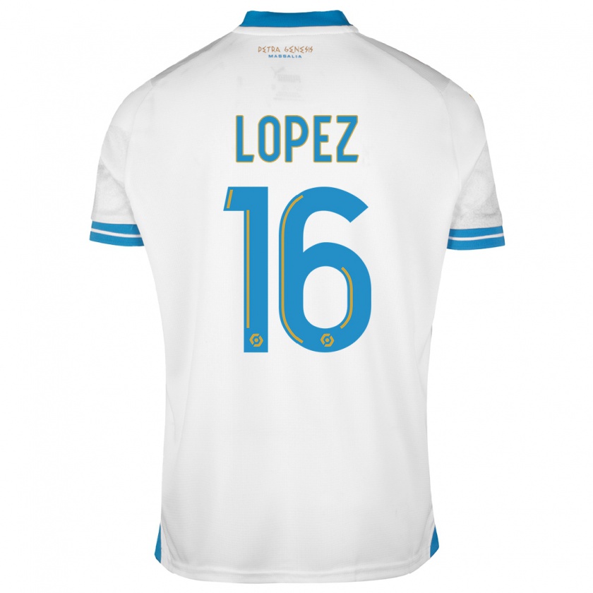 Kandiny Niño Camiseta Pau López #16 Blanco 1ª Equipación 2023/24 La Camisa Chile