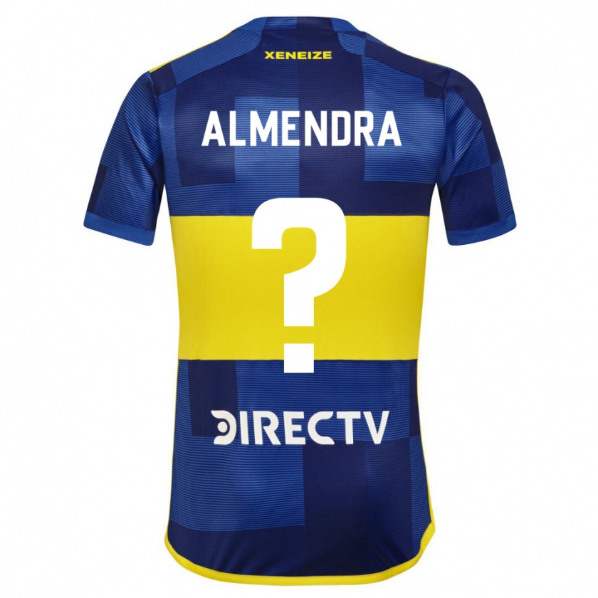Kandiny Niño Camiseta Agustín Almendra #0 Azul Oscuro Amarillo 1ª Equipación 2023/24 La Camisa Chile