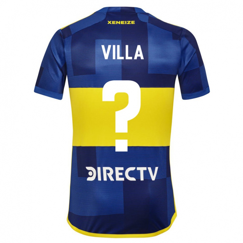Kandiny Niño Camiseta Sebastián Villa #0 Azul Oscuro Amarillo 1ª Equipación 2023/24 La Camisa Chile