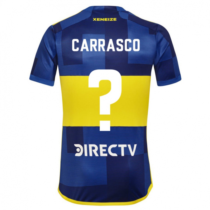 Kandiny Niño Camiseta Julián Carrasco #0 Azul Oscuro Amarillo 1ª Equipación 2023/24 La Camisa Chile
