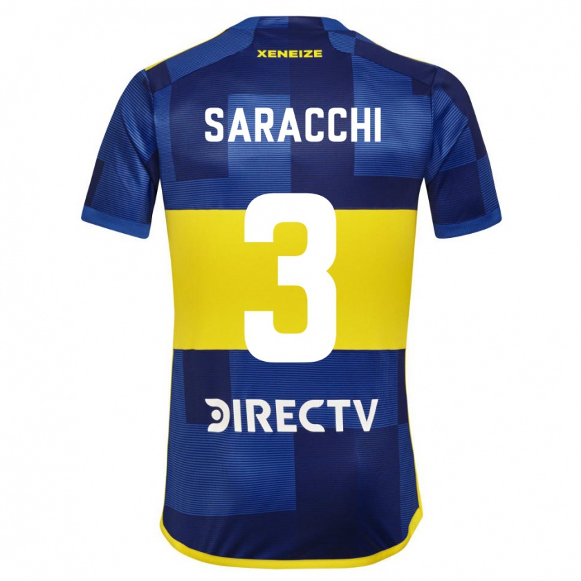 Kandiny Niño Camiseta Marcelo Saracchi #3 Azul Oscuro Amarillo 1ª Equipación 2023/24 La Camisa Chile
