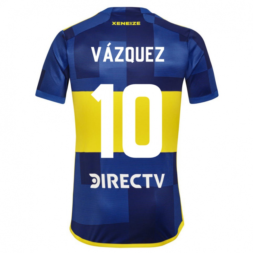 Kandiny Niño Camiseta Lucas Vázquez #10 Azul Oscuro Amarillo 1ª Equipación 2023/24 La Camisa Chile