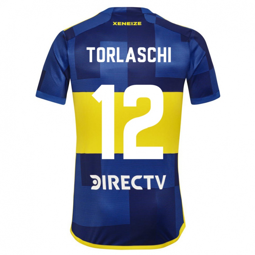 Kandiny Niño Camiseta Lucas Torlaschi #12 Azul Oscuro Amarillo 1ª Equipación 2023/24 La Camisa Chile