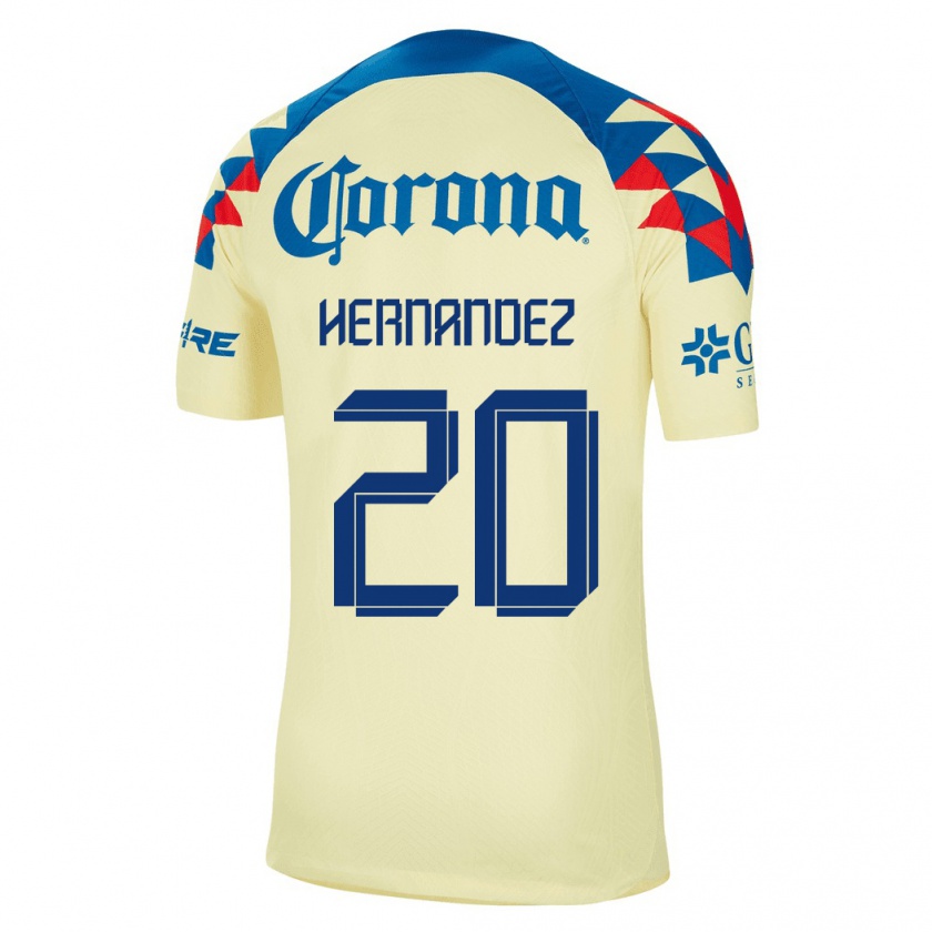 Kandiny Niño Camiseta Nicki Hernandez #20 Amarillo 1ª Equipación 2023/24 La Camisa Chile