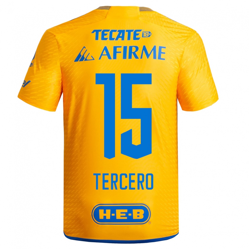 Kandiny Niño Camiseta Eduardo Tercero #15 Amarillo 1ª Equipación 2023/24 La Camisa Chile
