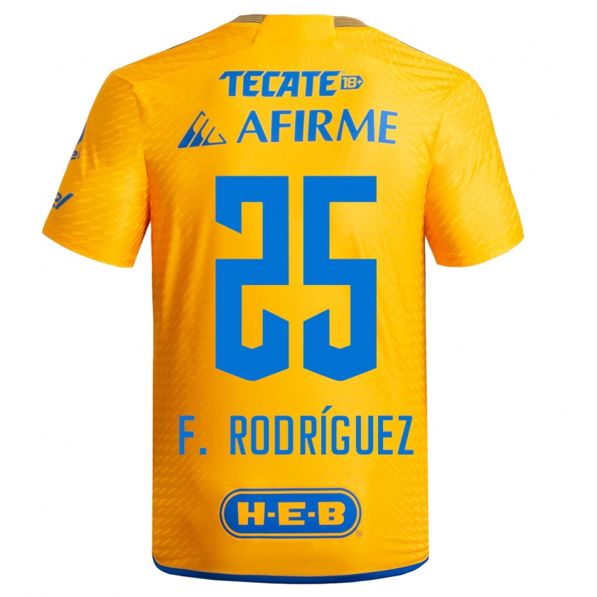 Kandiny Niño Camiseta Felipe Rodríguez #25 Amarillo 1ª Equipación 2023/24 La Camisa Chile