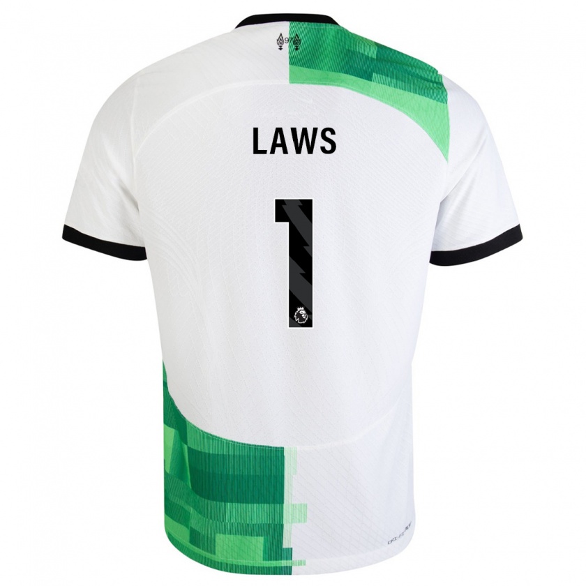 Kandiny Niño Camiseta Rachael Laws #1 Blanco Verde 2ª Equipación 2023/24 La Camisa Chile